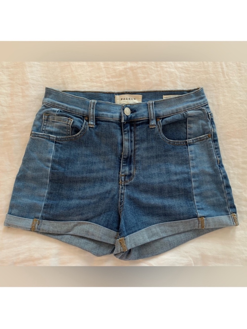 PacSun The Shortie Cuffed Two-Toned Colorblock Denim Jean Shorts Size 28